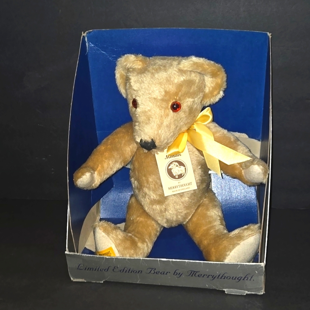 RARE ENGLAND MERRYTHOUGHT SNOUT TEDDY BEAR #330 OF 2500 NOS GROWLER ORIGINAL BOX